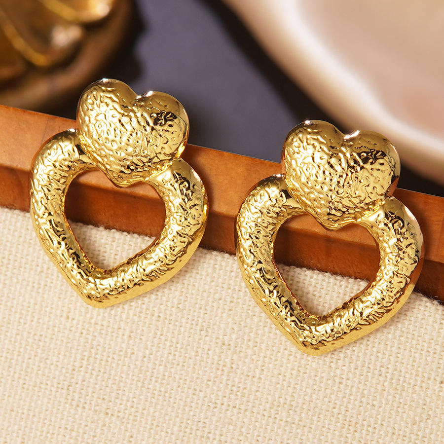 Textured Heart Hoop Earrings