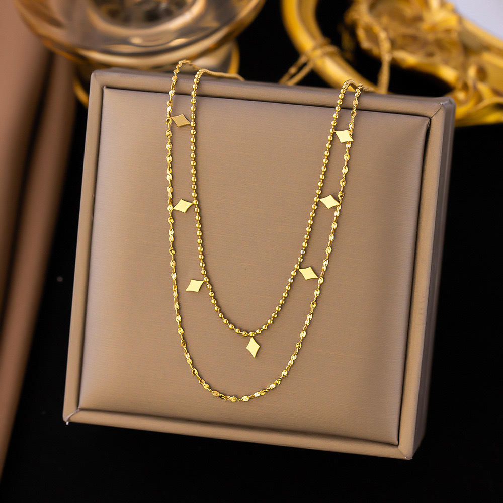 Dual Layer Geometric Charm Necklace