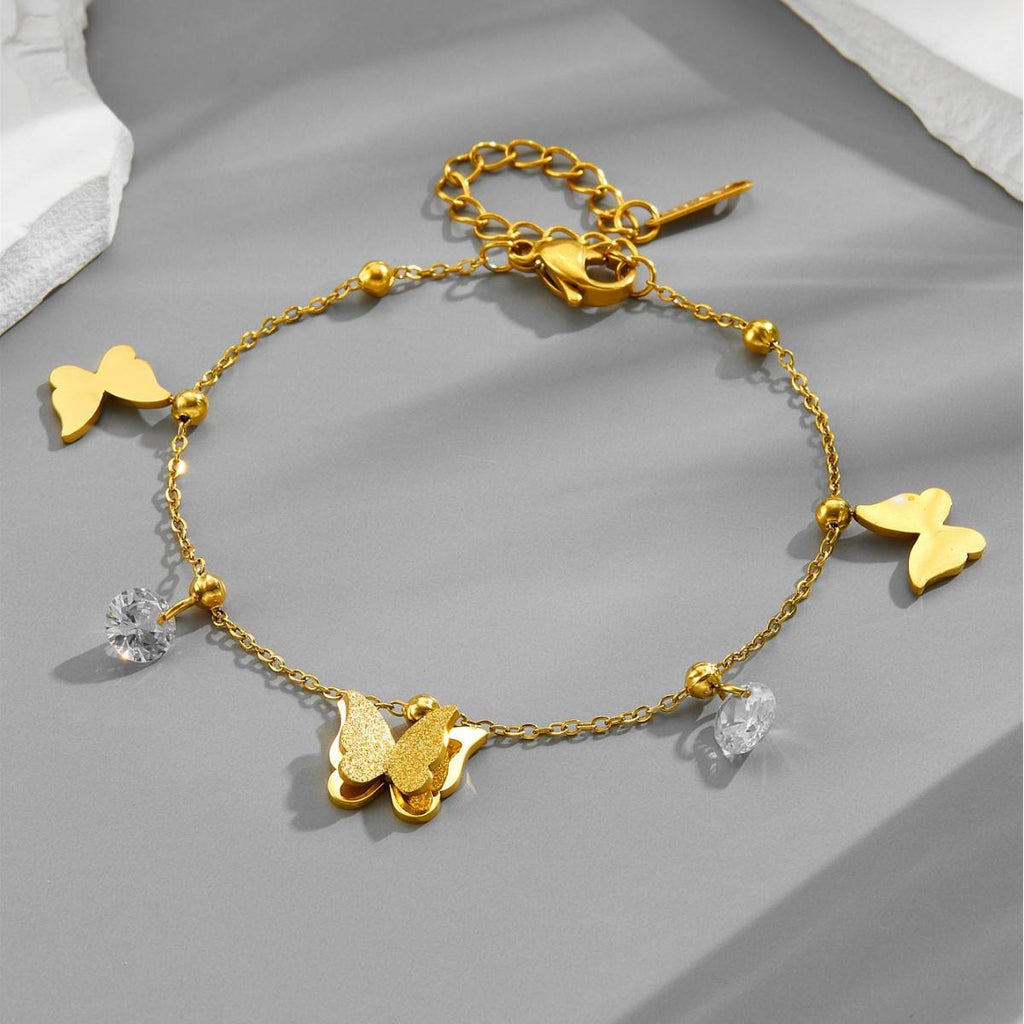 Butterfly & Stones Anklet