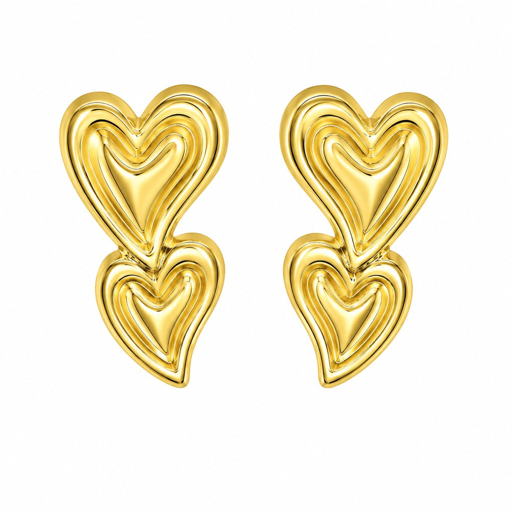 Double Heart Stud Earrings