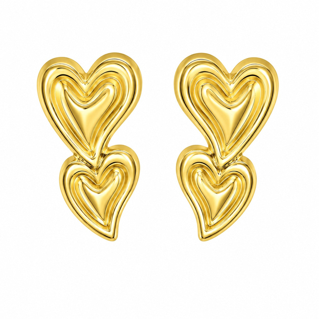 Double Heart Stud Earrings