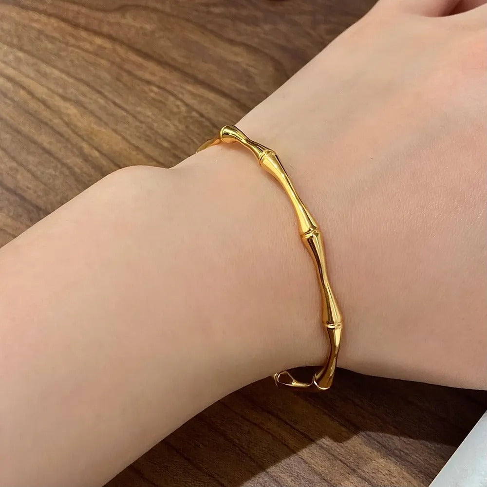 Bamboo Cuff Style Bangle Adjustable Bracelet