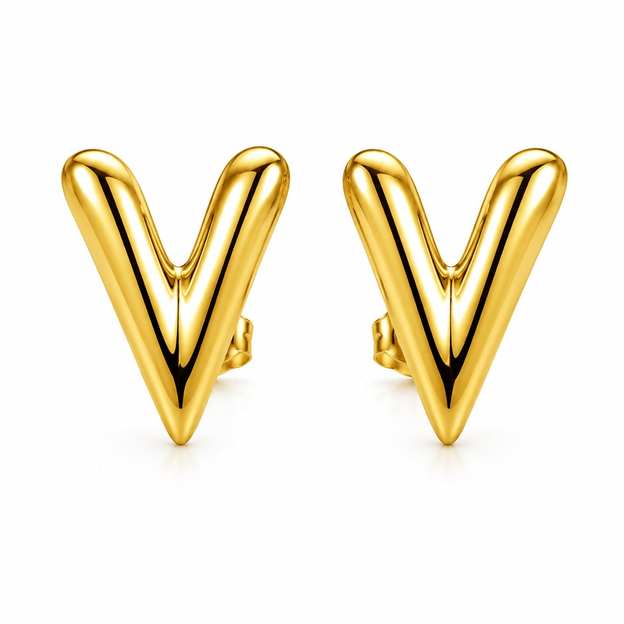 Long Heart Stud Earrings
