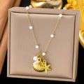 Pearl Chain Sea Shell Starfish Necklace