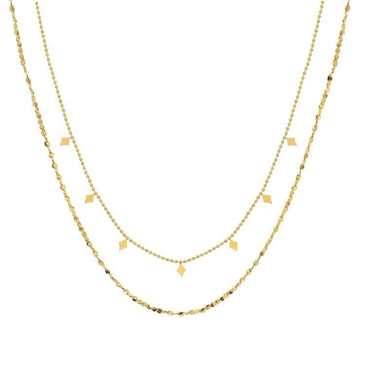 Dual Layer Geometric Charm Necklace