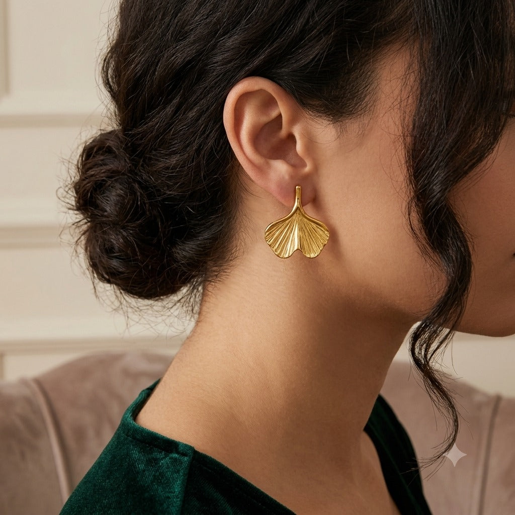 Ginkgo Leaf Stud Earrings