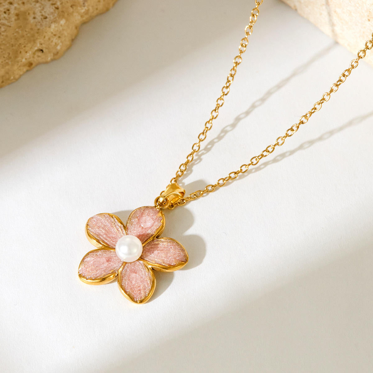 Pink Flower Pendant Necklace