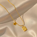 Chess Square Star Pendant Necklace