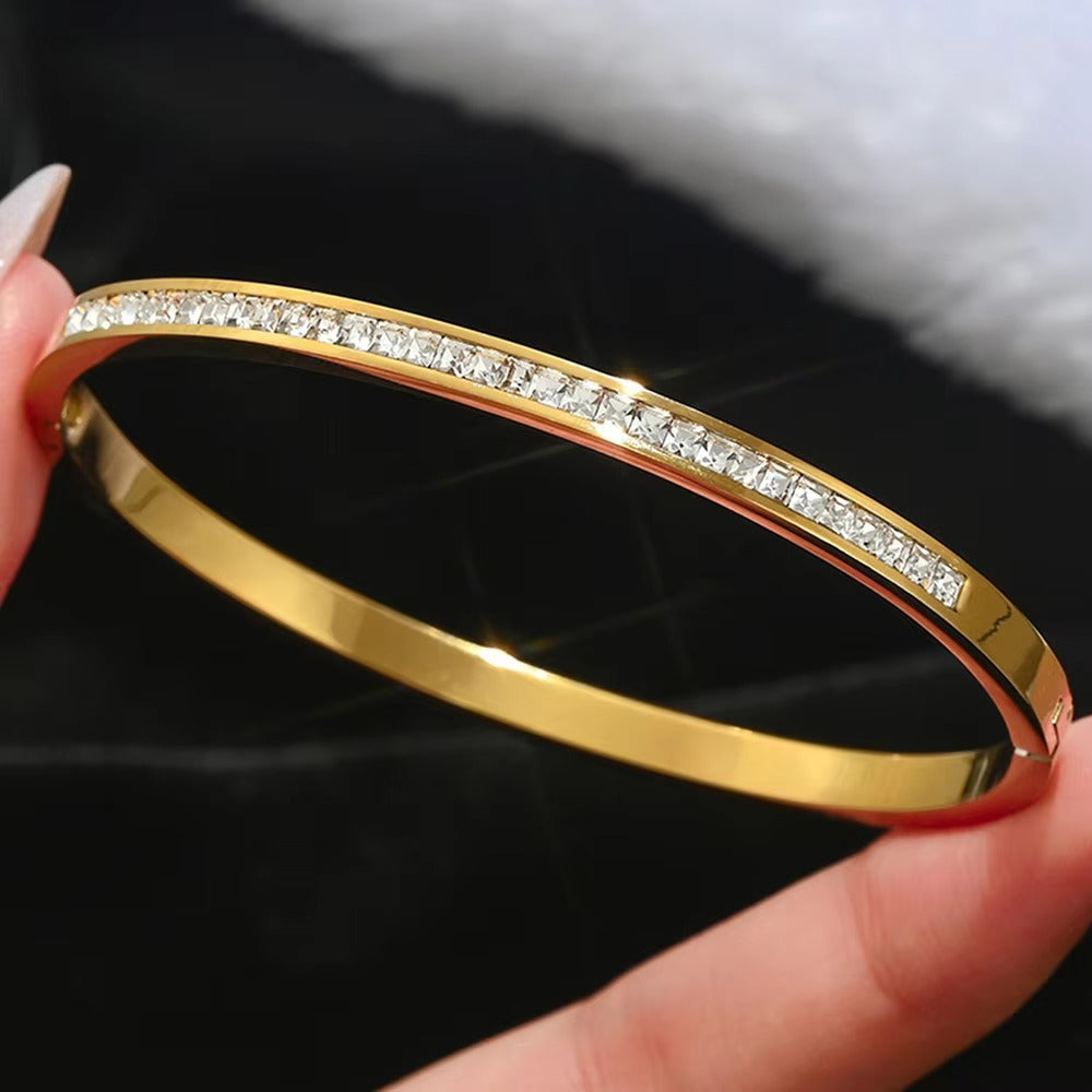 Zircon Studded Bangle Bracelet