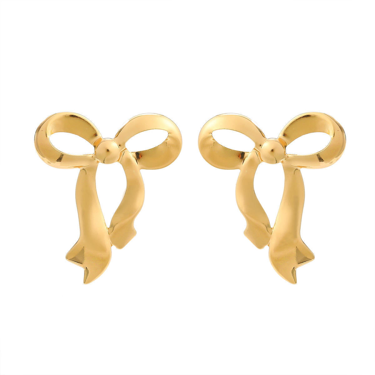 Smooth Bow Ribbon Knot Stud Earrings