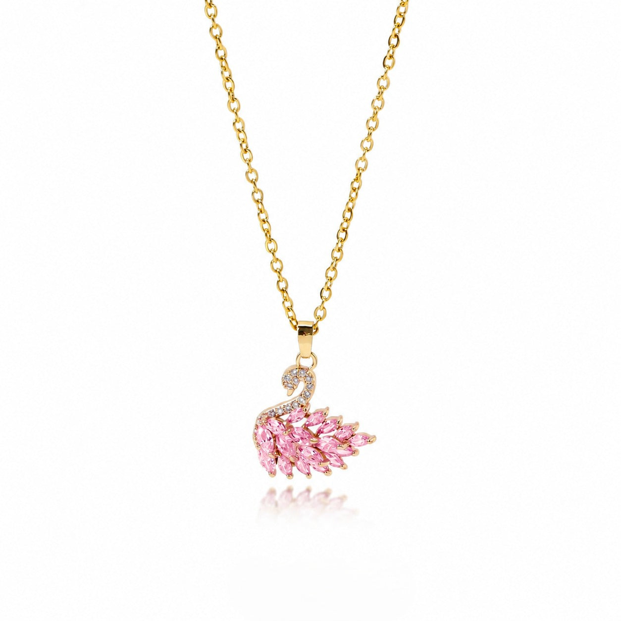 Trendy Pink Swan Pendant Necklace