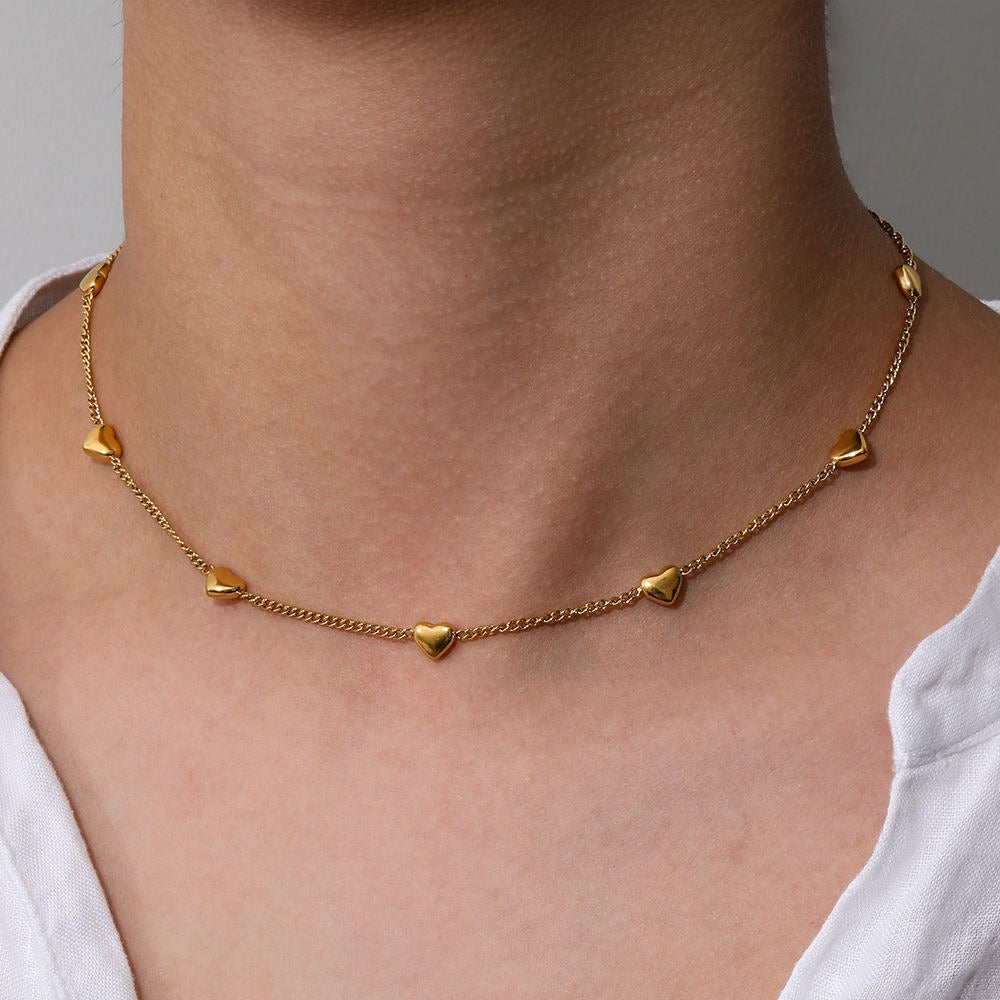 Multi Heart Chain Necklace