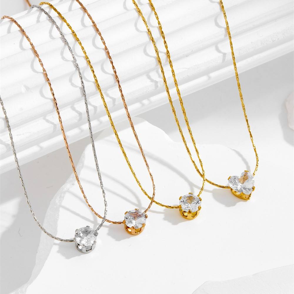 Heart Solitaire Diamond Studded Thread Chain