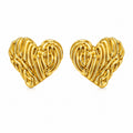Textured Big Heart Stud Earrings