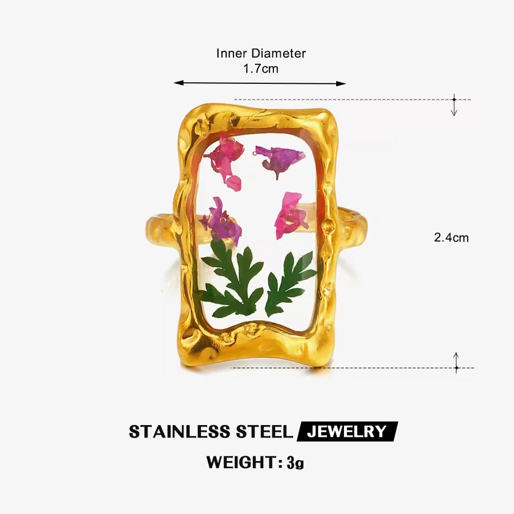 Floral Resin Art Rings