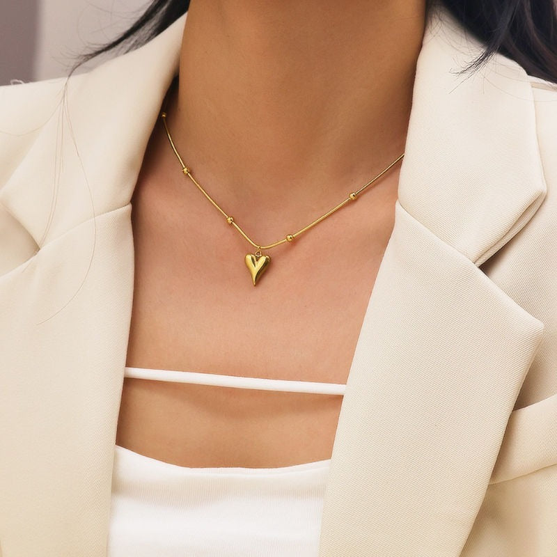 Trendy Heart Beads Chain Necklace