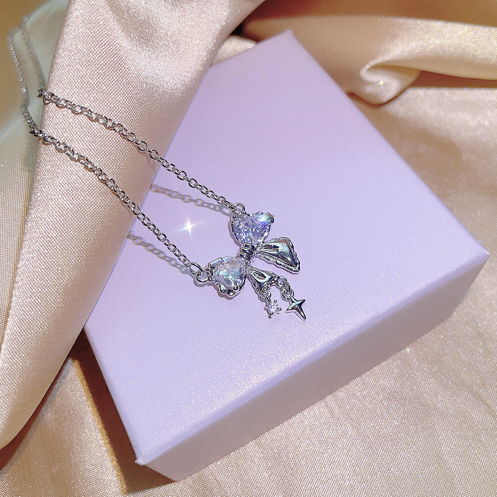 Y2K Bow Heart Star Drop Necklace