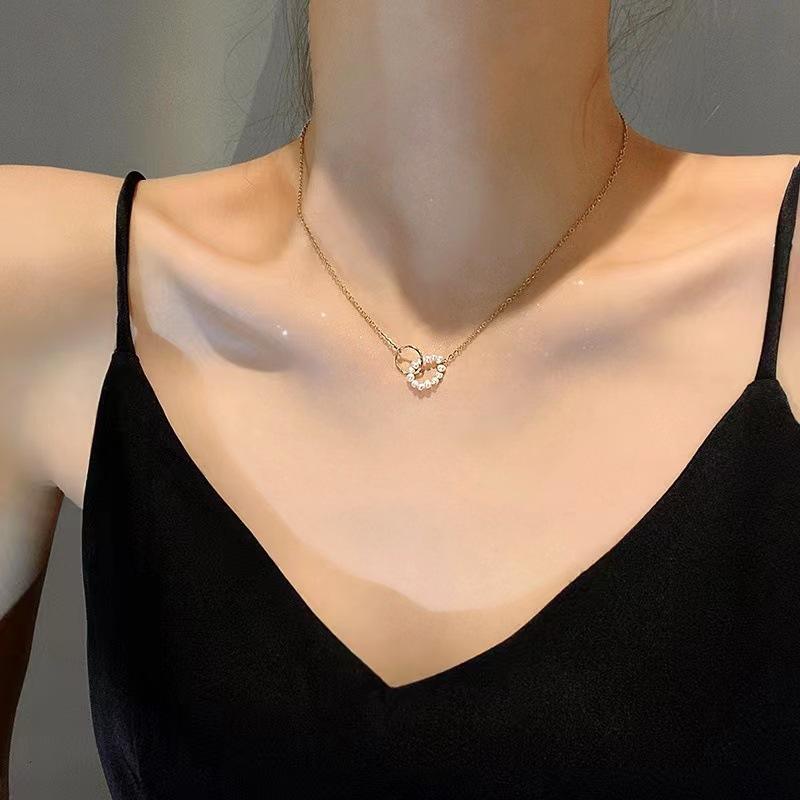 Pearl Interlocked Ring Necklace