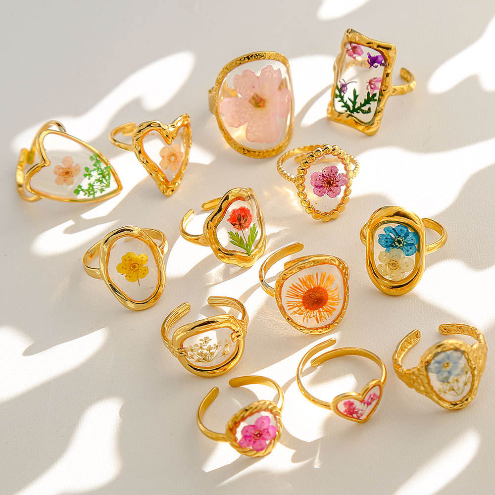 Floral Resin Art Rings