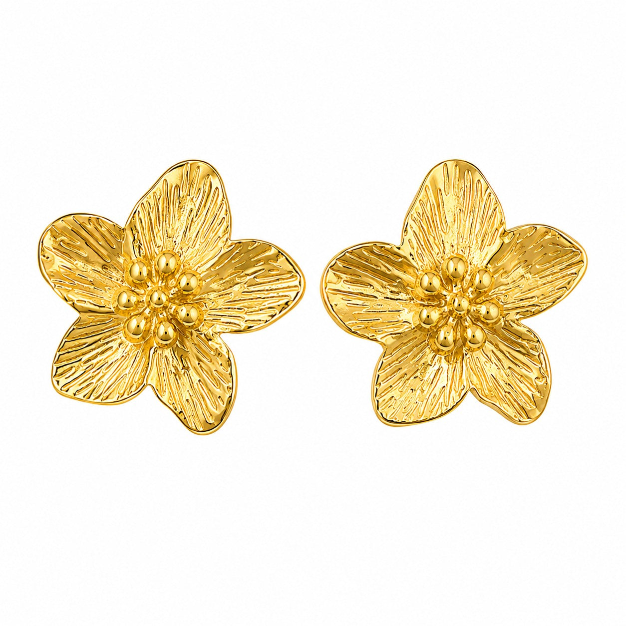 Textured Flower Stud Earrings