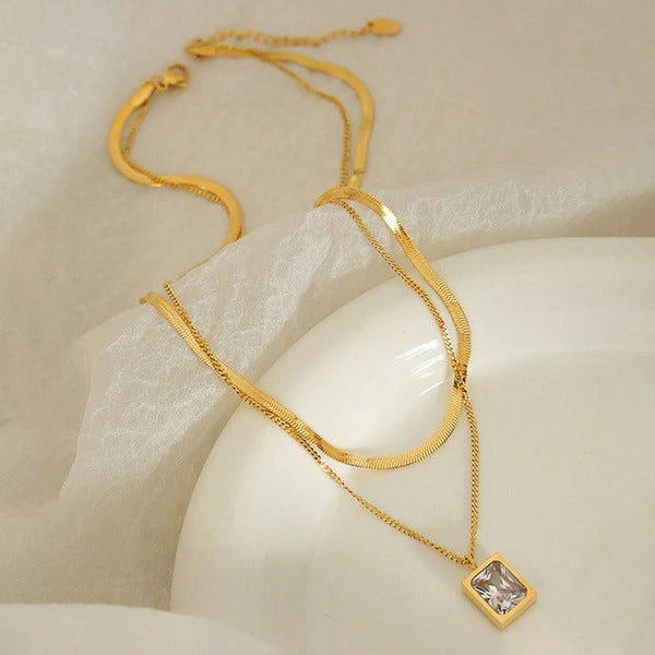 White Emerald Two- Layer Necklace