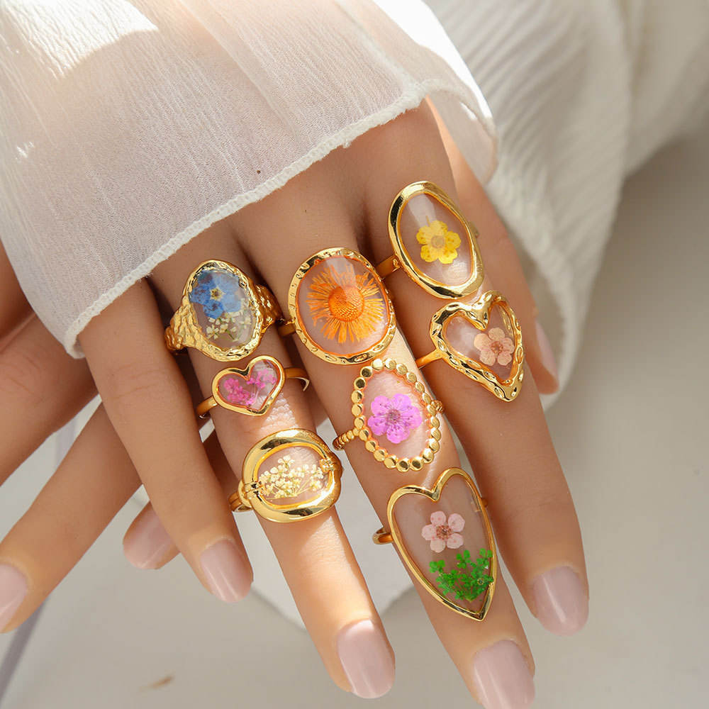 Floral Resin Art Rings
