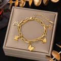 Butterfly Charm Dual Layer Chain Bracelet