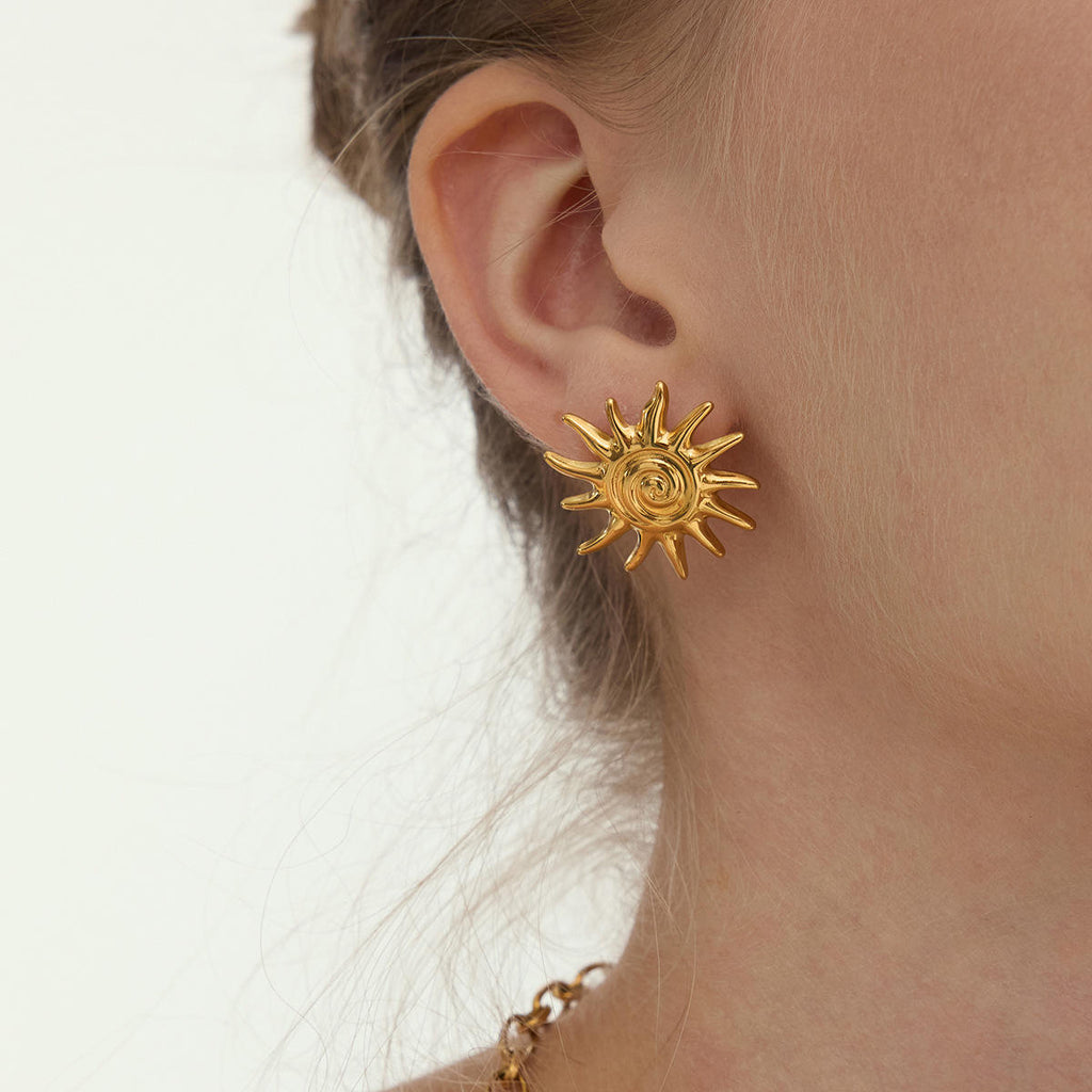 Sun Burst Stud Earrings