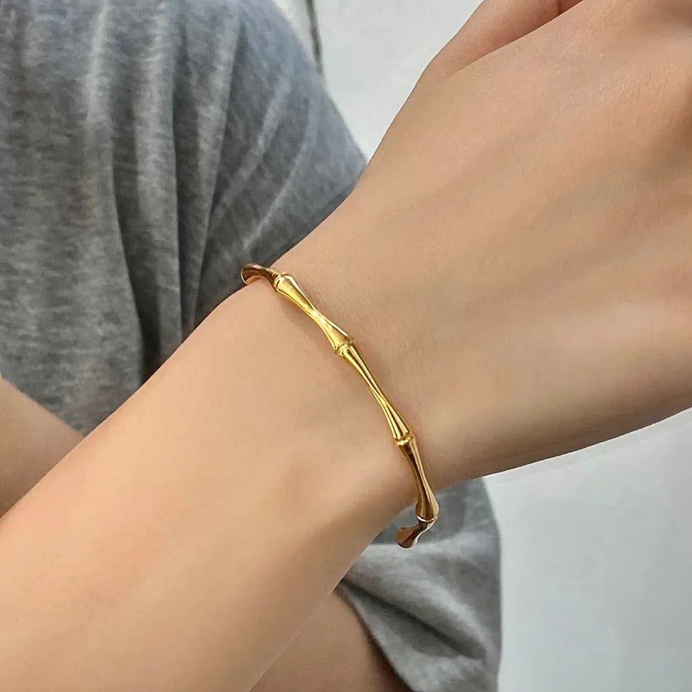 Bamboo Cuff Style Bangle Adjustable Bracelet