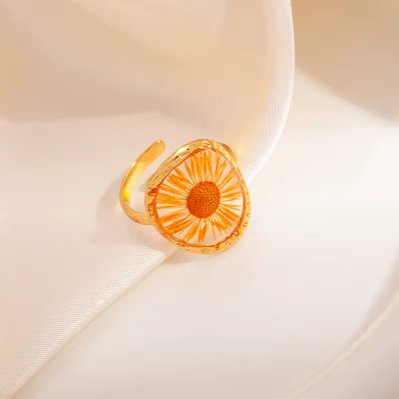 Floral Resin Art Rings