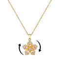 Rotating Pink Floral Pendant Necklace