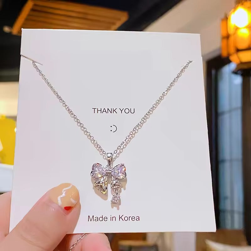 Y2K Bow Heart Star Drop Necklace