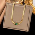 Snake Chain Oval Emerald Style Zirconia Choker Necklace