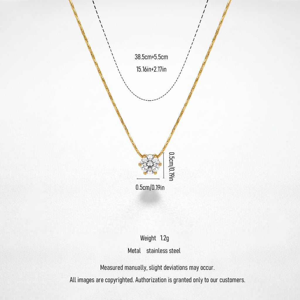 Round Solitaire Diamond Studded Thread Chain Necklace