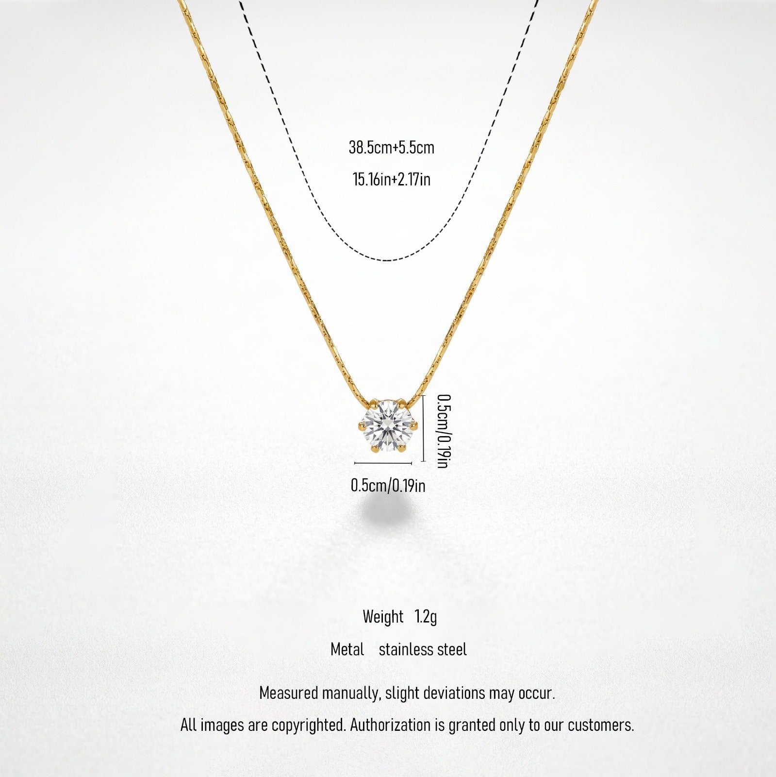 Round Solitaire Diamond Studded Thread Chain Necklace