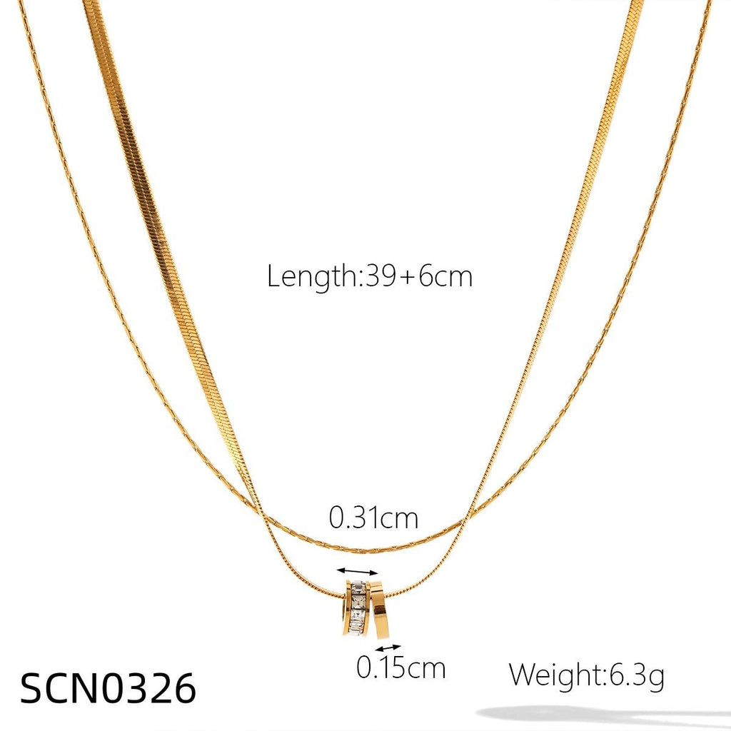 Double Layer Rings Pendant Necklace