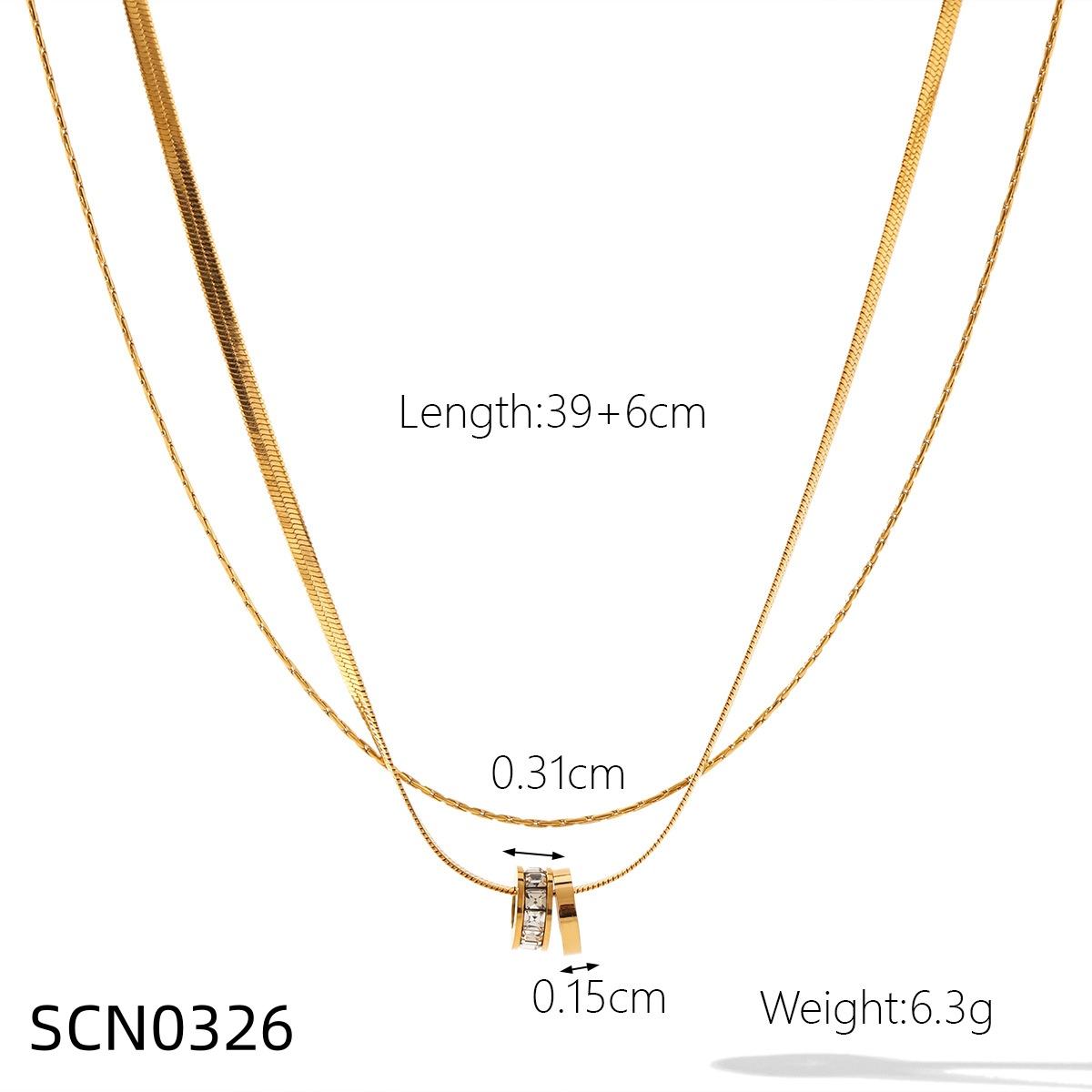 Double Layer Rings Pendant Necklace