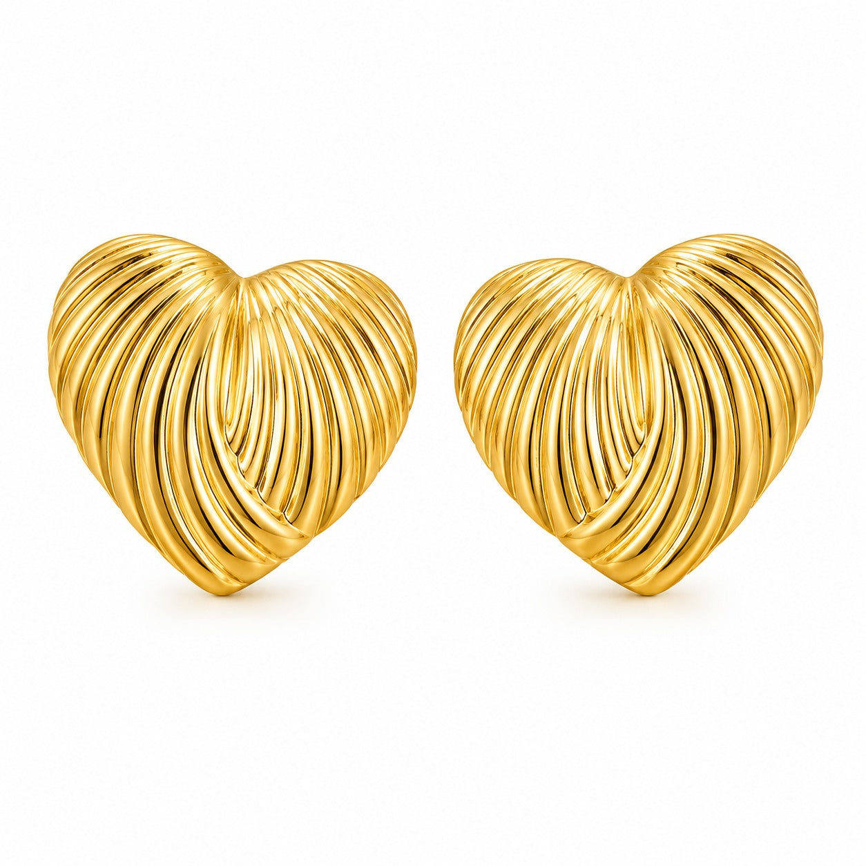 Striped Big Heart Stud Earrings
