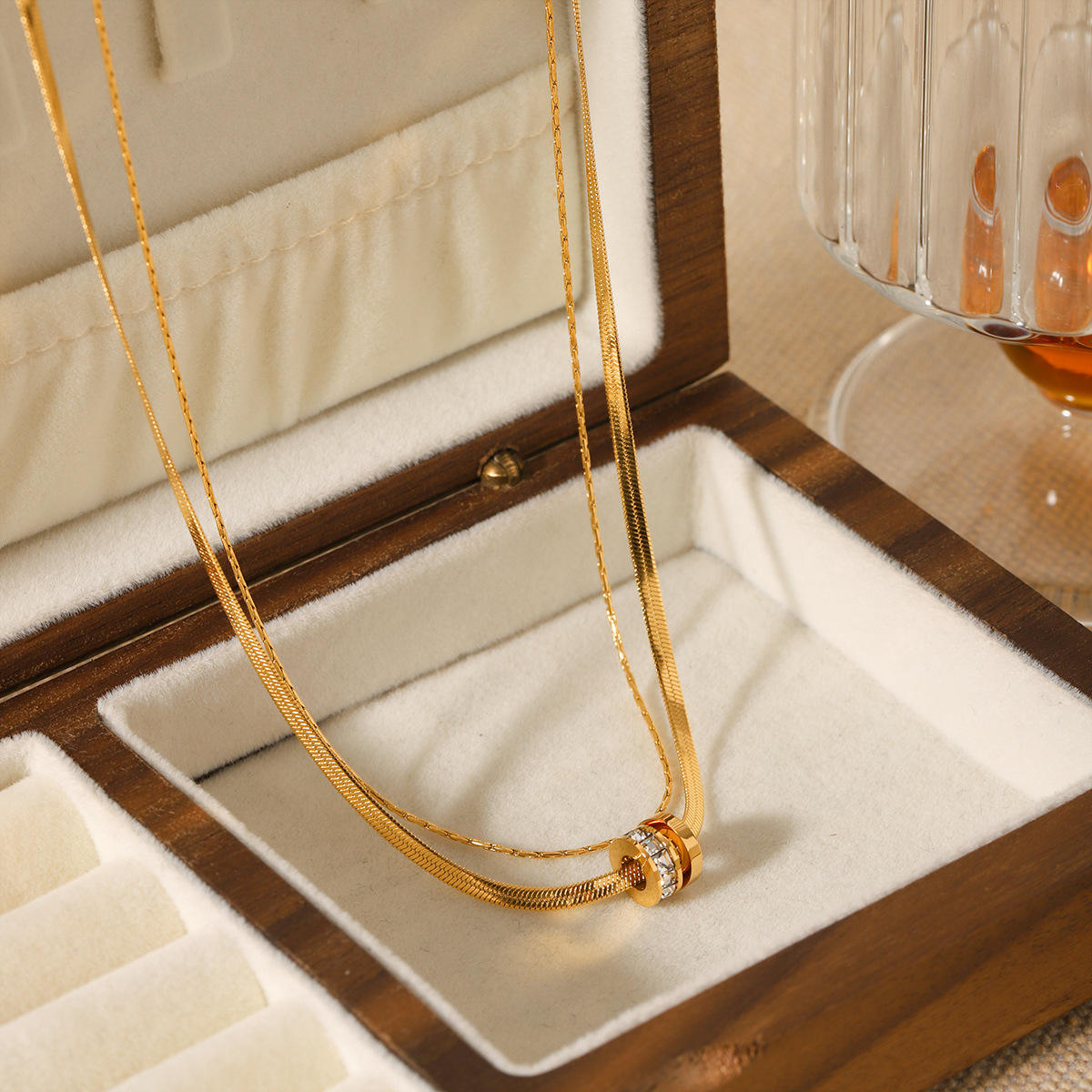 Double Layer Rings Pendant Necklace