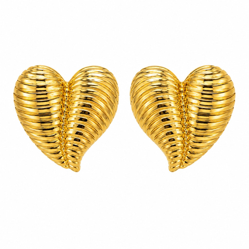 Stripe Heart Stud Earrings