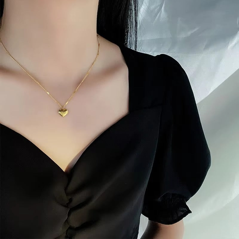 Minimal Heart Love Stamp Necklace