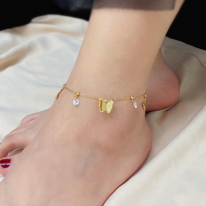 Butterfly & Stones Anklet