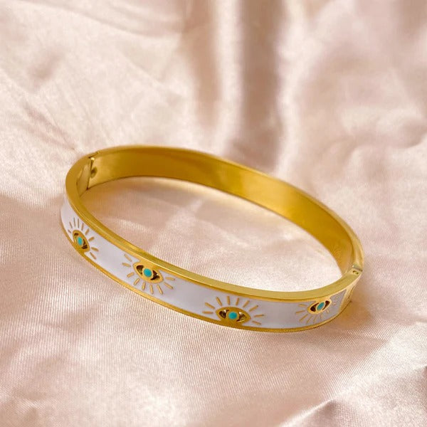 Enamelled Evil Eyes Bangle Bracelet