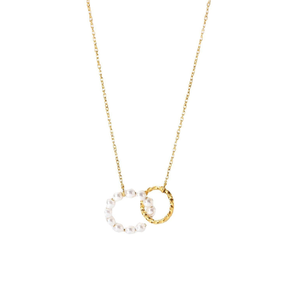Pearl Interlocked Ring Necklace