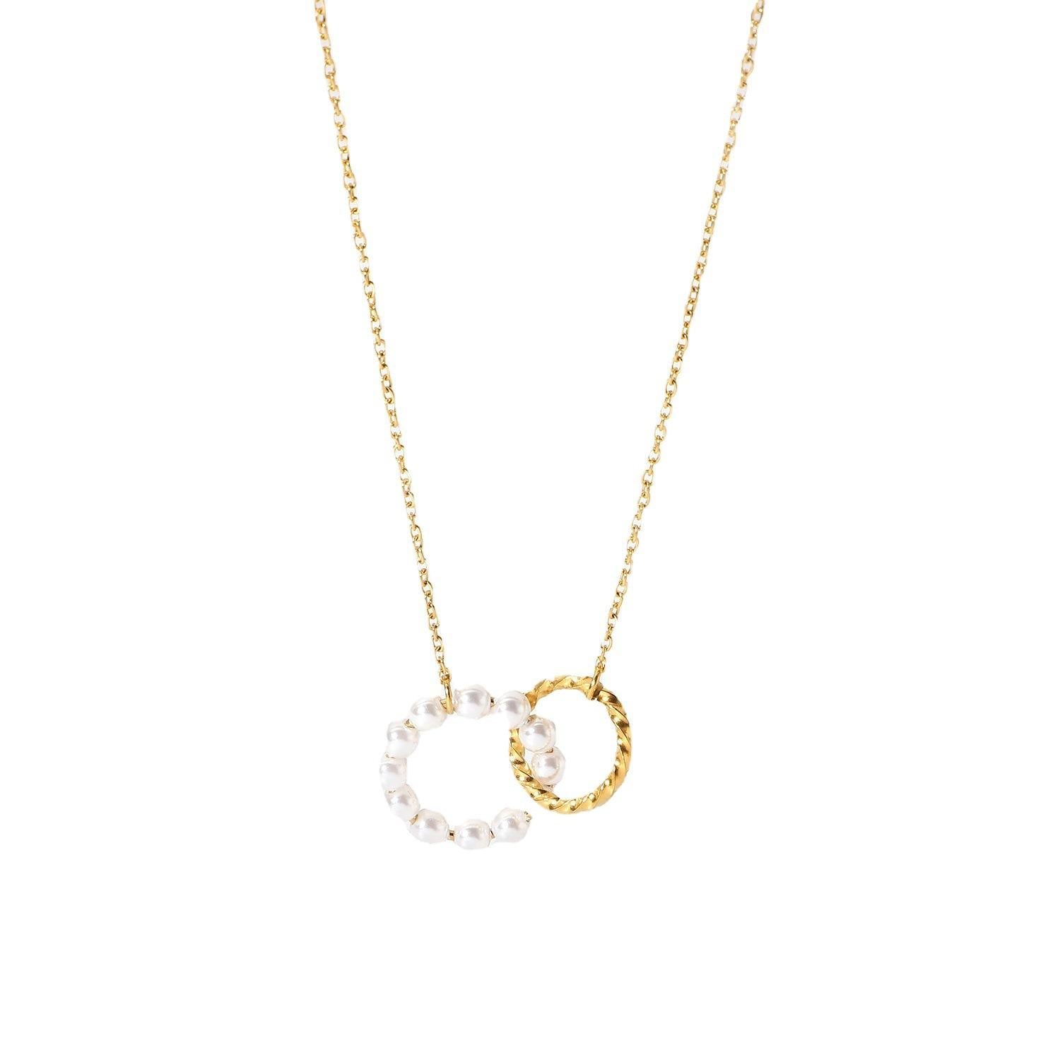 Pearl Interlocked Ring Necklace