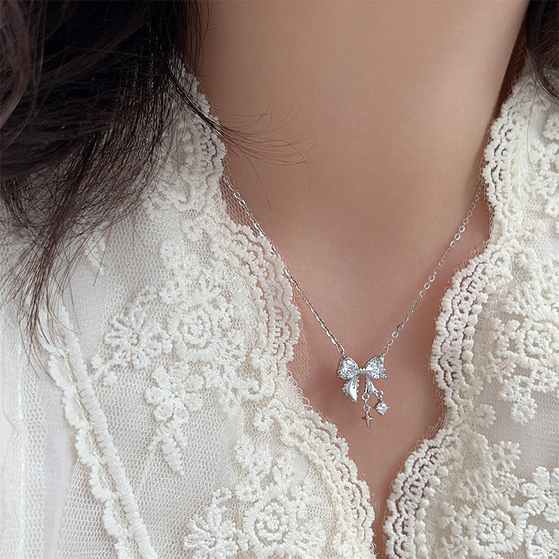 Y2K Bow Heart Star Drop Necklace