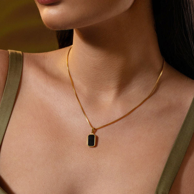 Black Bar Pendant Unisex Necklace