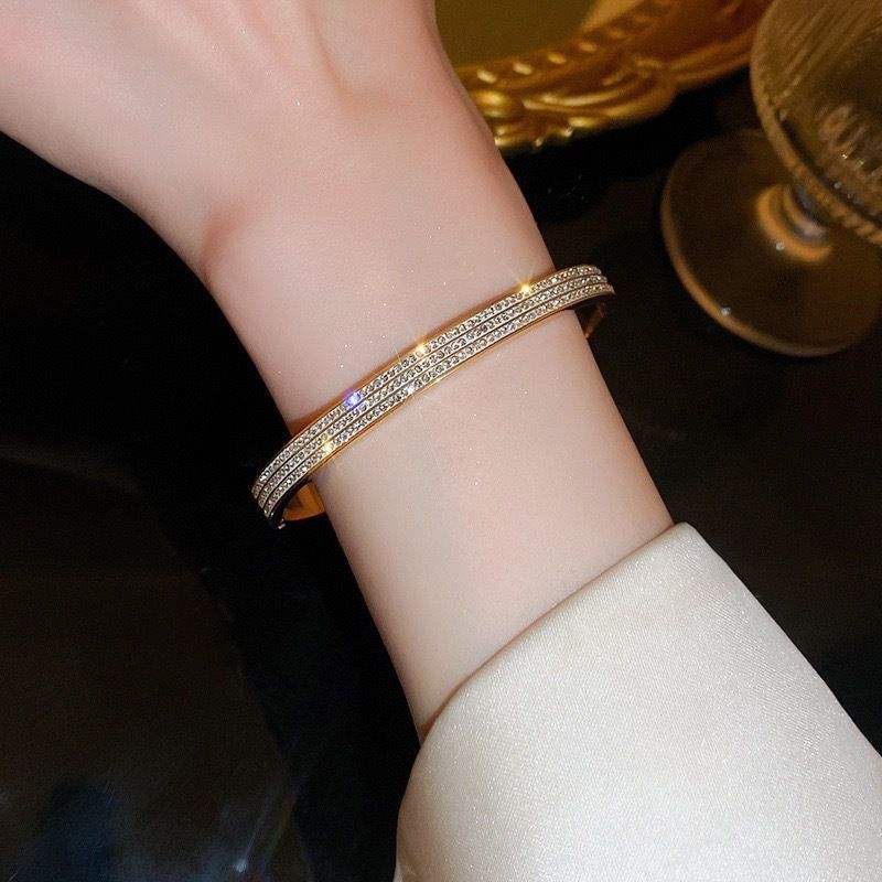 Micro Layered Zirconia Studed Bangle Bracelet