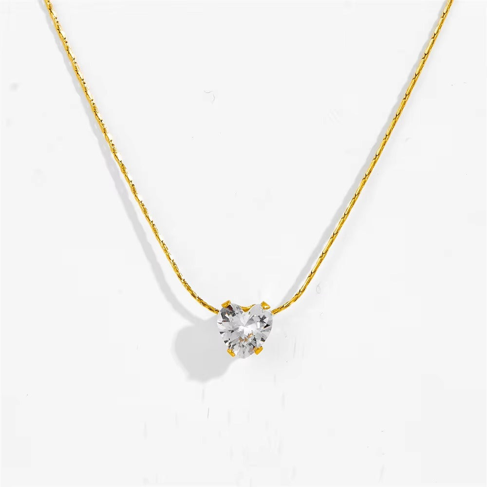 Heart Solitaire Diamond Studded Thread Chain