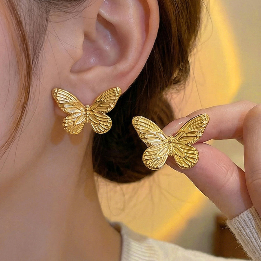 Textured Butterfly Stud Earrings